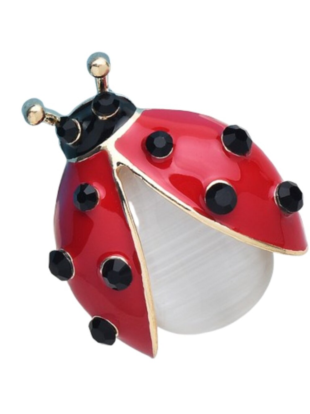 2pcs Red Ladybug Brooch Set for Women Crystal Enamel Animal Pins Cute Beetle